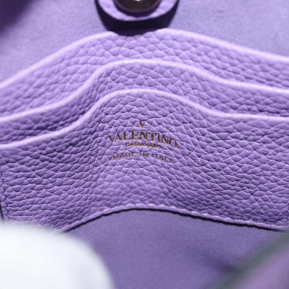VALENTINO Hand Bag Leather 2way Purple Gold Auth ar14065V