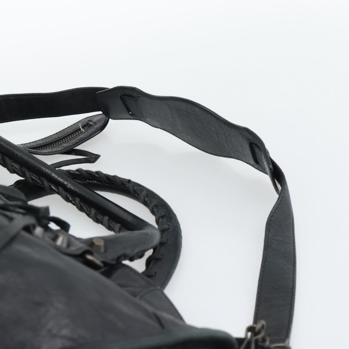 BALENCIAGA The City Hand Bag Leather Black 115748 Auth ar14069
