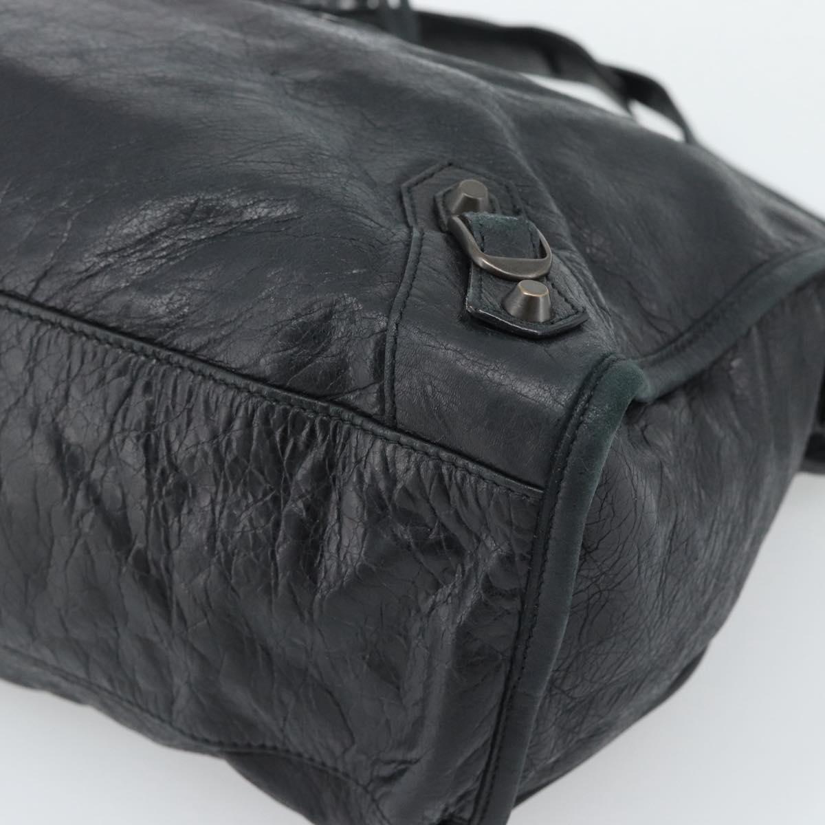 BALENCIAGA The City Hand Bag Leather Black 115748 Auth ar14069