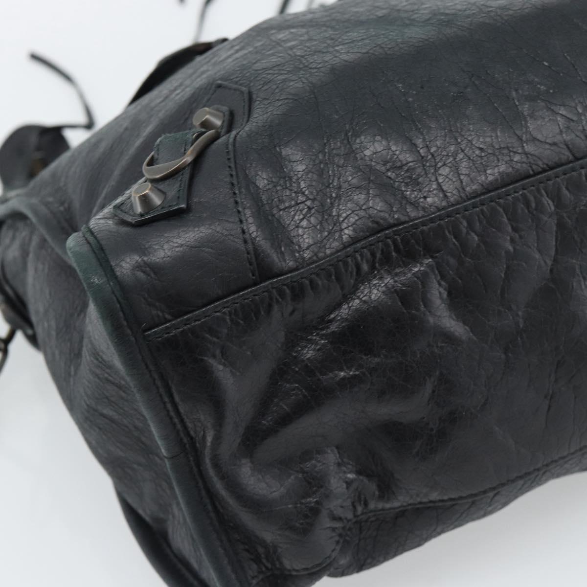 BALENCIAGA The City Hand Bag Leather Black 115748 Auth ar14069