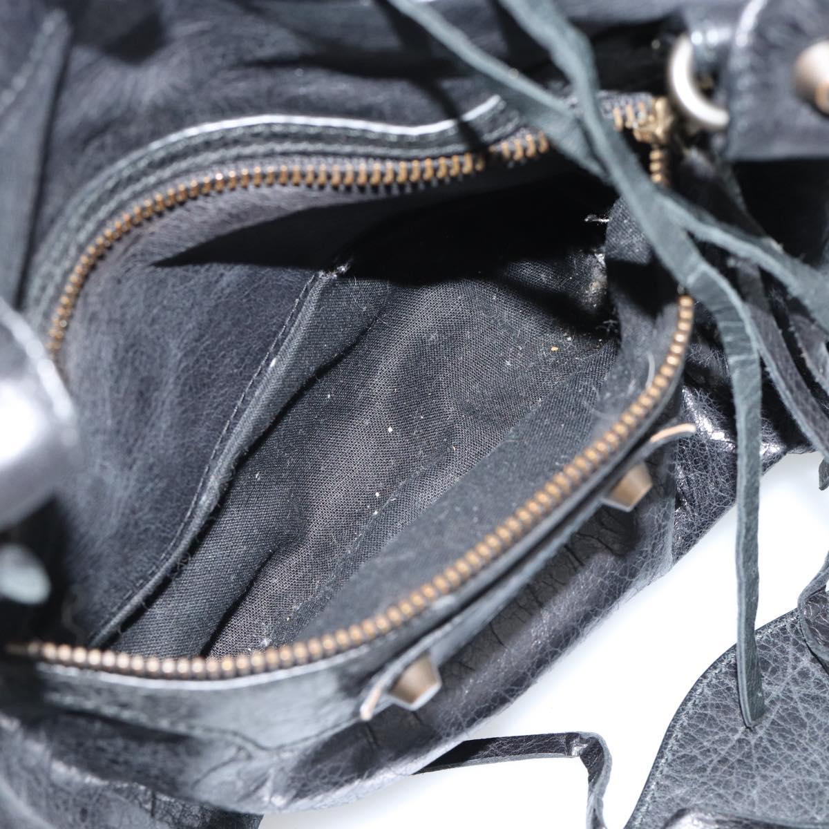 BALENCIAGA The City Hand Bag Leather Black 115748 Auth ar14069