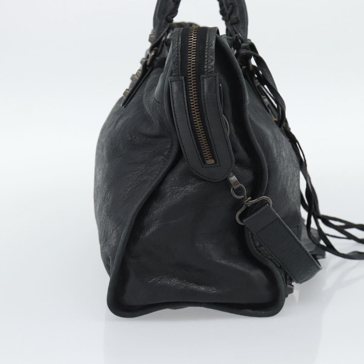 BALENCIAGA The City Hand Bag Leather Black 115748 Auth ar14069