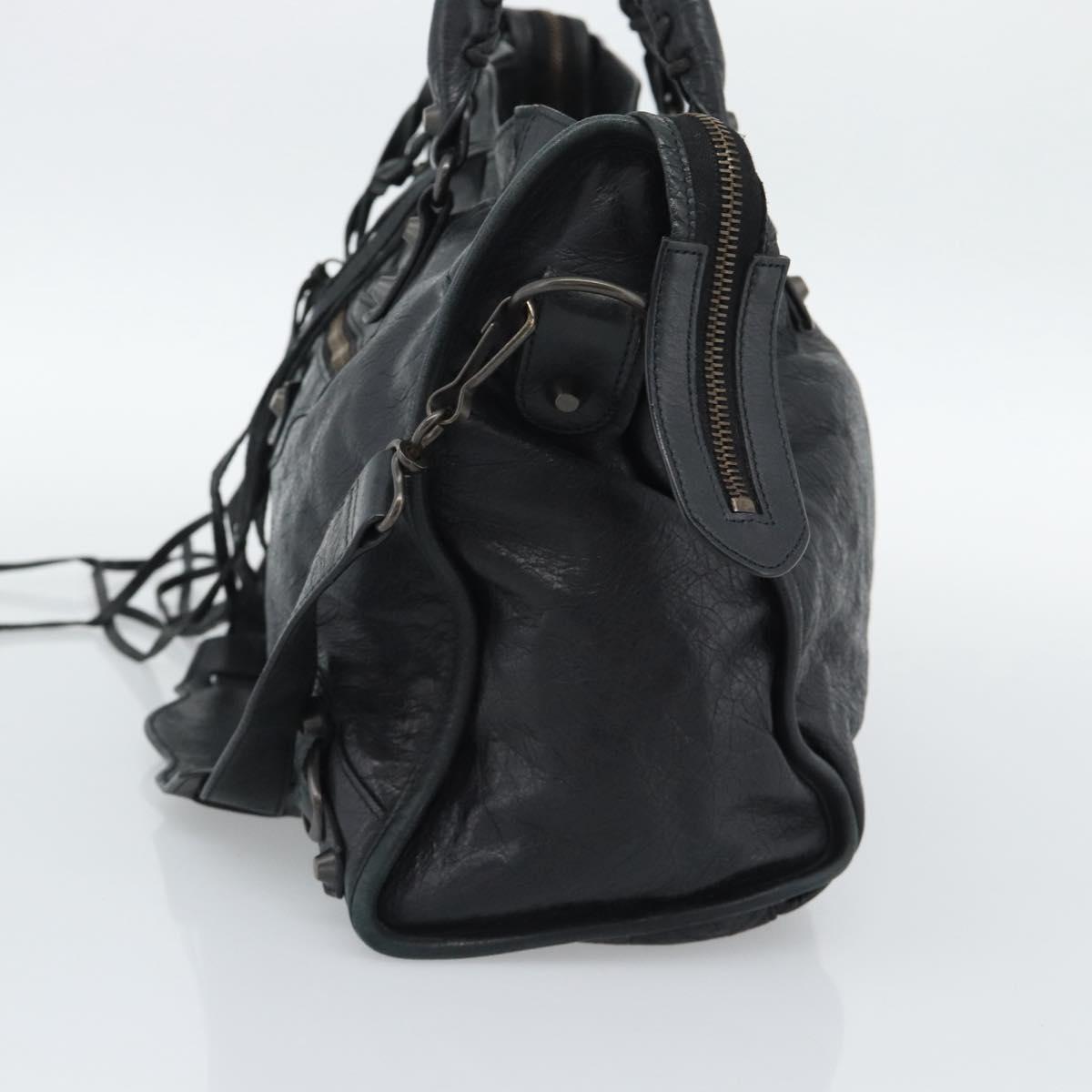 BALENCIAGA The City Hand Bag Leather Black 115748 Auth ar14069