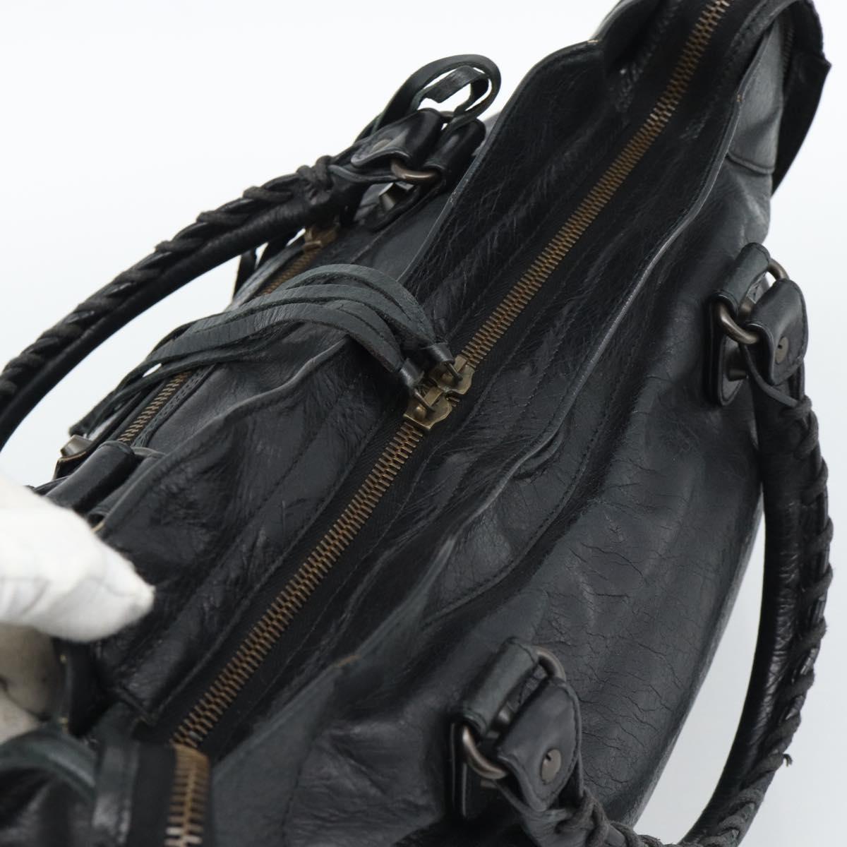 BALENCIAGA The City Hand Bag Leather Black 115748 Auth ar14069