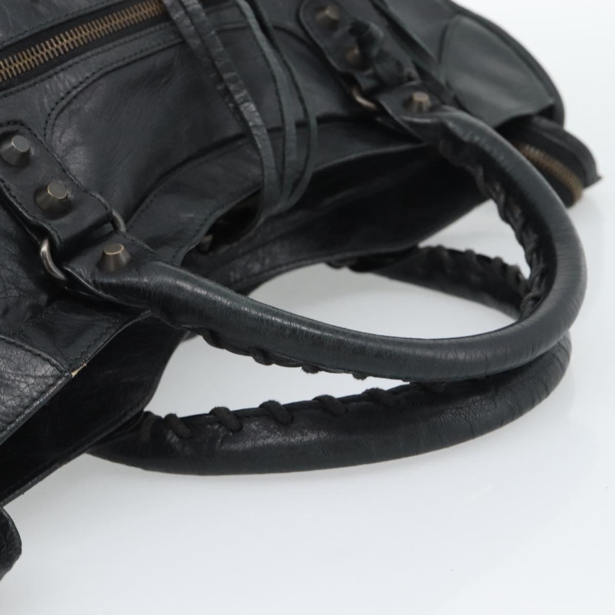 BALENCIAGA The City Hand Bag Leather Black 115748 Auth ar14069