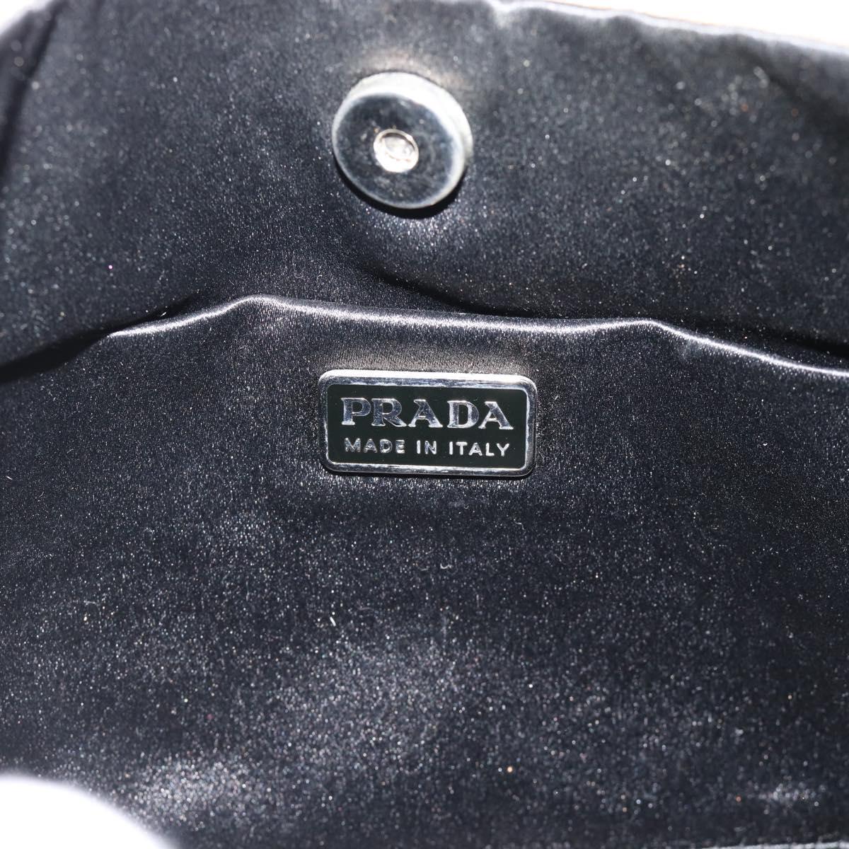 PRADA Nylon Hand Bag Beige Silver Auth ar14070