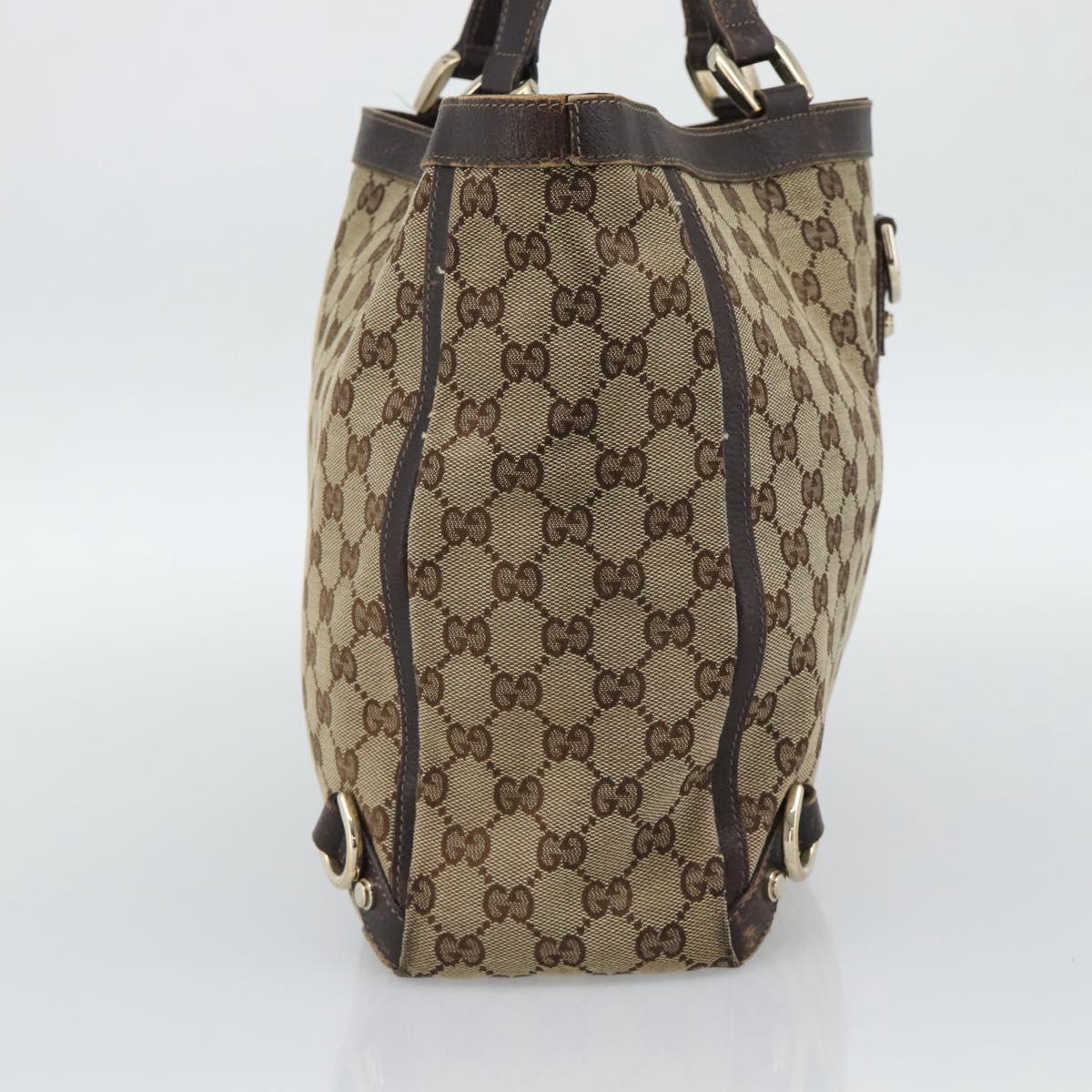 GUCCI GG Canvas Tote Bag Beige Gold 141472 Auth ar14071
