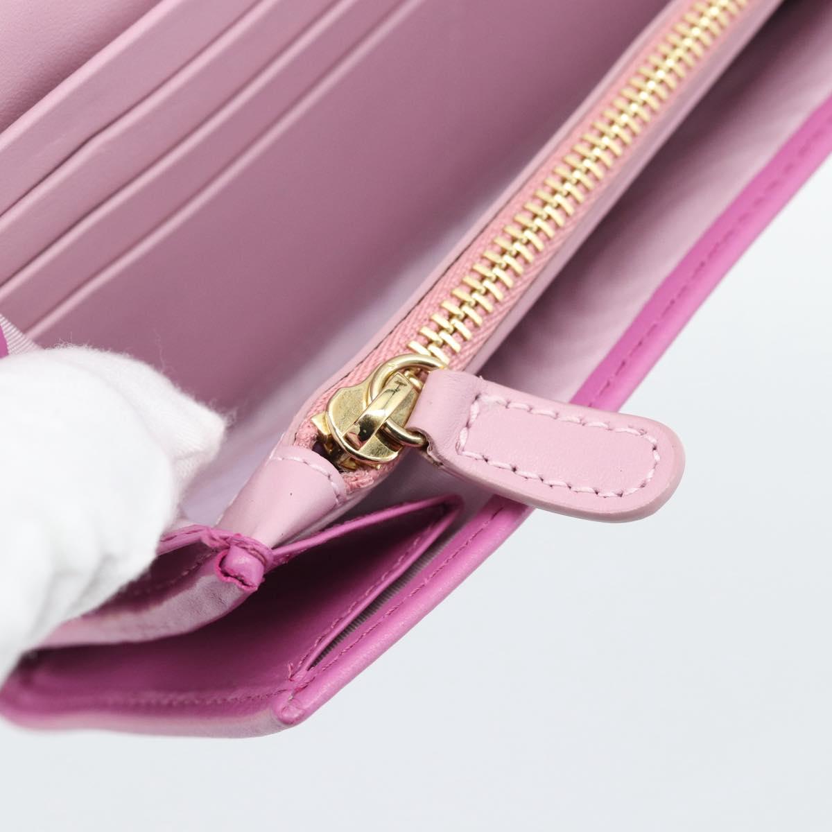 Salvatore Ferragamo Gancini Long Wallet Leather Pink Gold Auth ar14073V