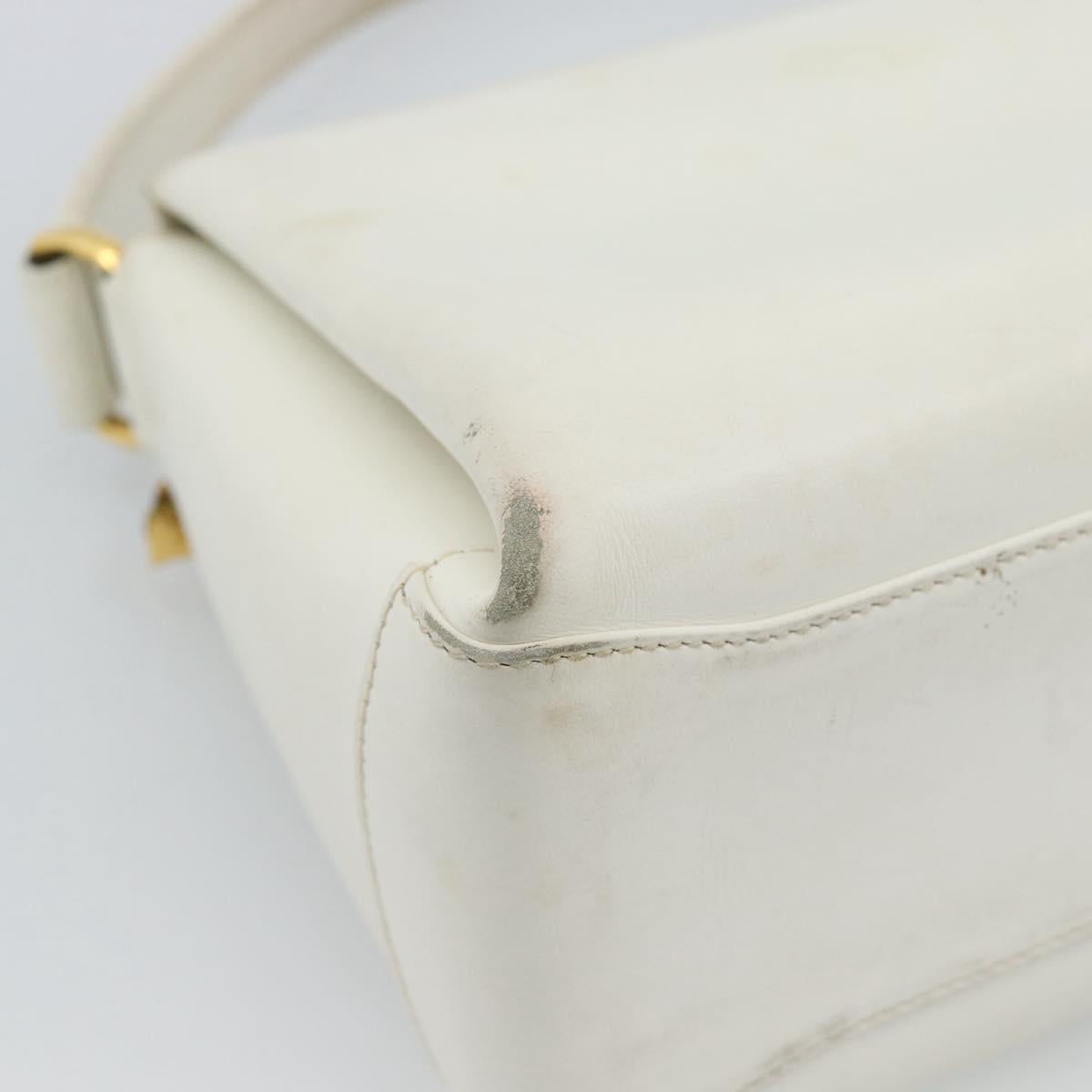 GUCCI Hand Bag Leather White Gold 000 406 0025 Auth ar14074