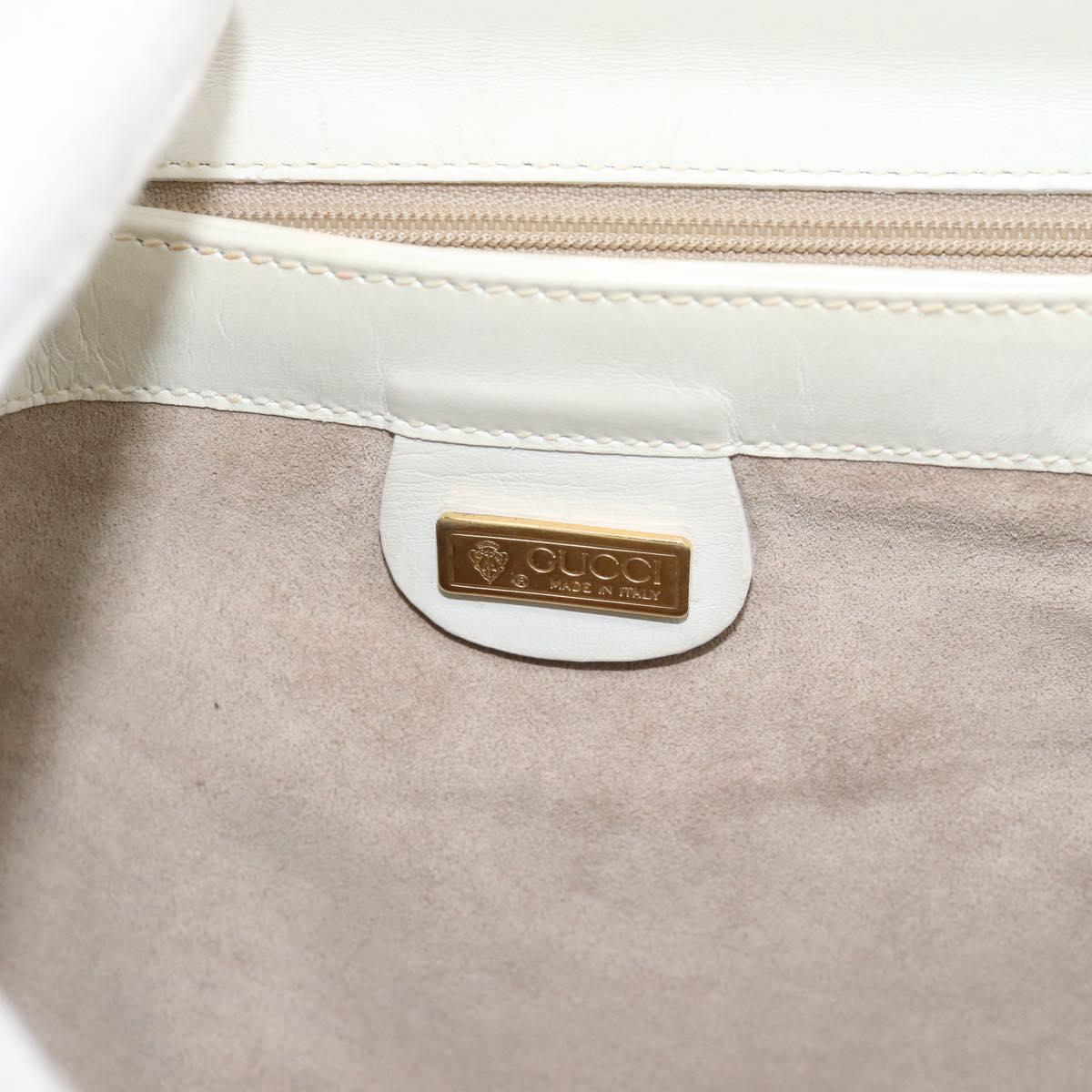 GUCCI Hand Bag Leather White Gold 000 406 0025 Auth ar14074