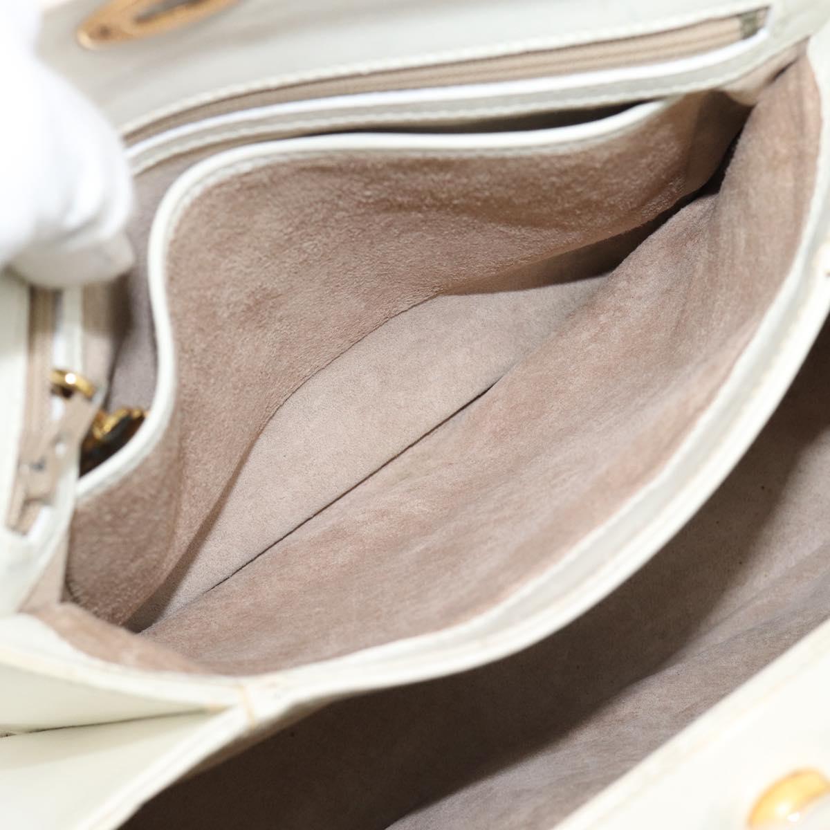 GUCCI Hand Bag Leather White Gold 000 406 0025 Auth ar14074