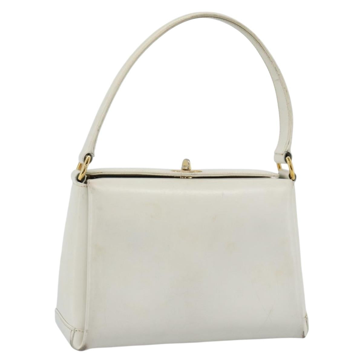 GUCCI Hand Bag Leather White Gold 000 406 0025 Auth ar14074