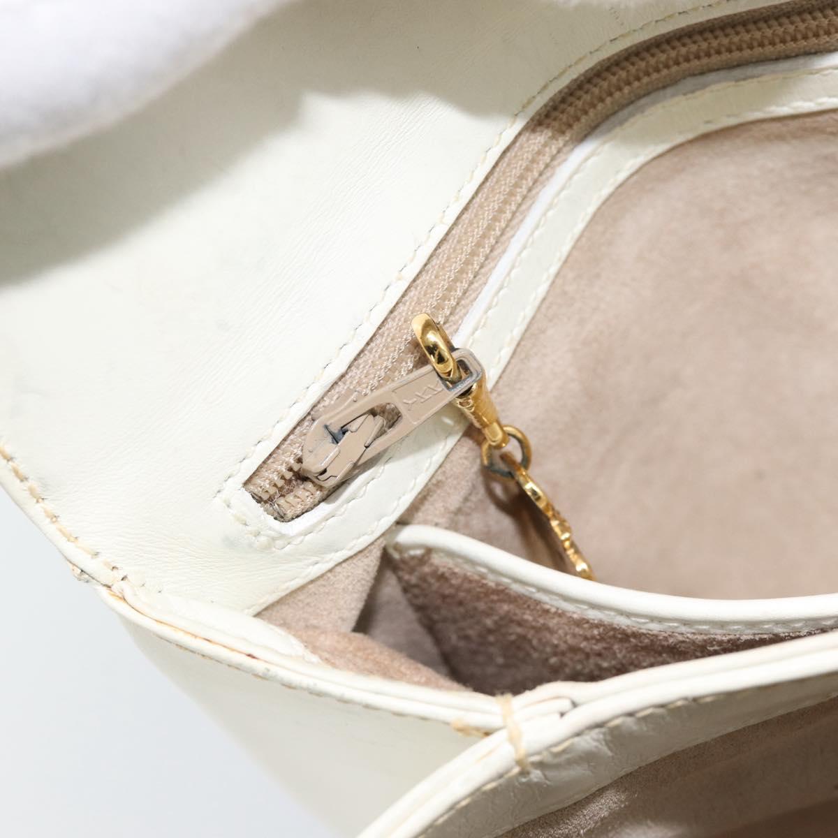 GUCCI Hand Bag Leather White Gold 000 406 0025 Auth ar14074
