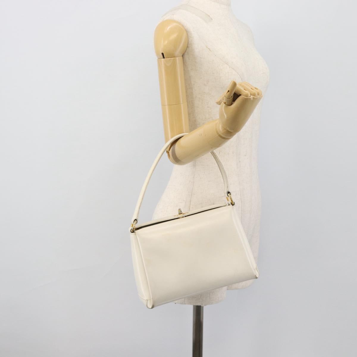 GUCCI Hand Bag Leather White Gold 000 406 0025 Auth ar14074