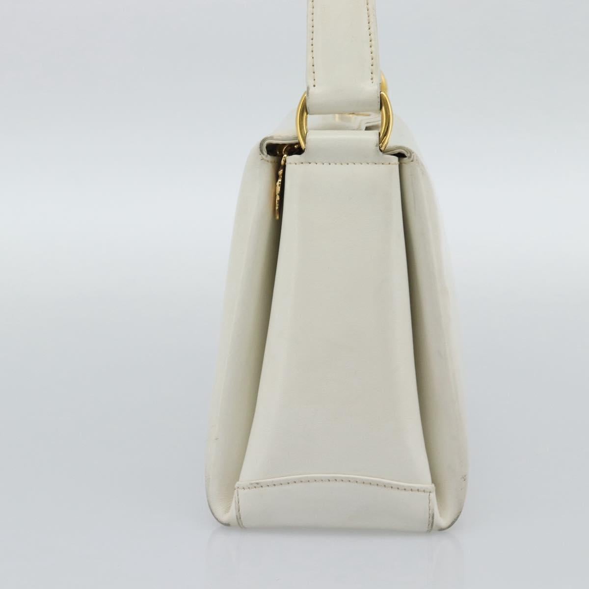 GUCCI Hand Bag Leather White Gold 000 406 0025 Auth ar14074
