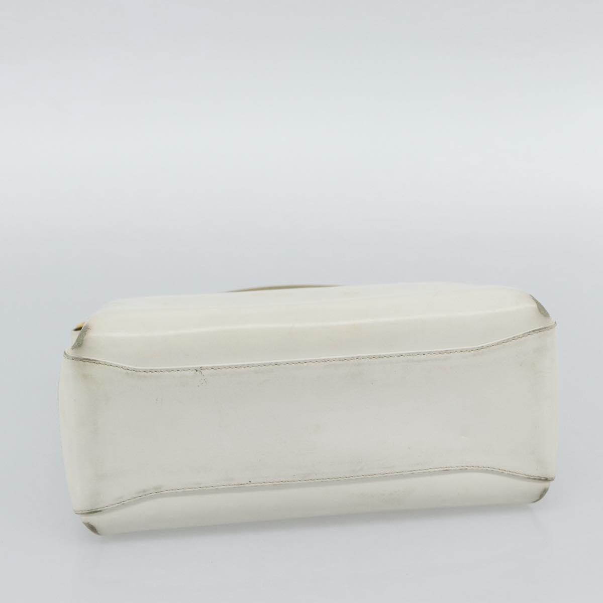 GUCCI Hand Bag Leather White Gold 000 406 0025 Auth ar14074