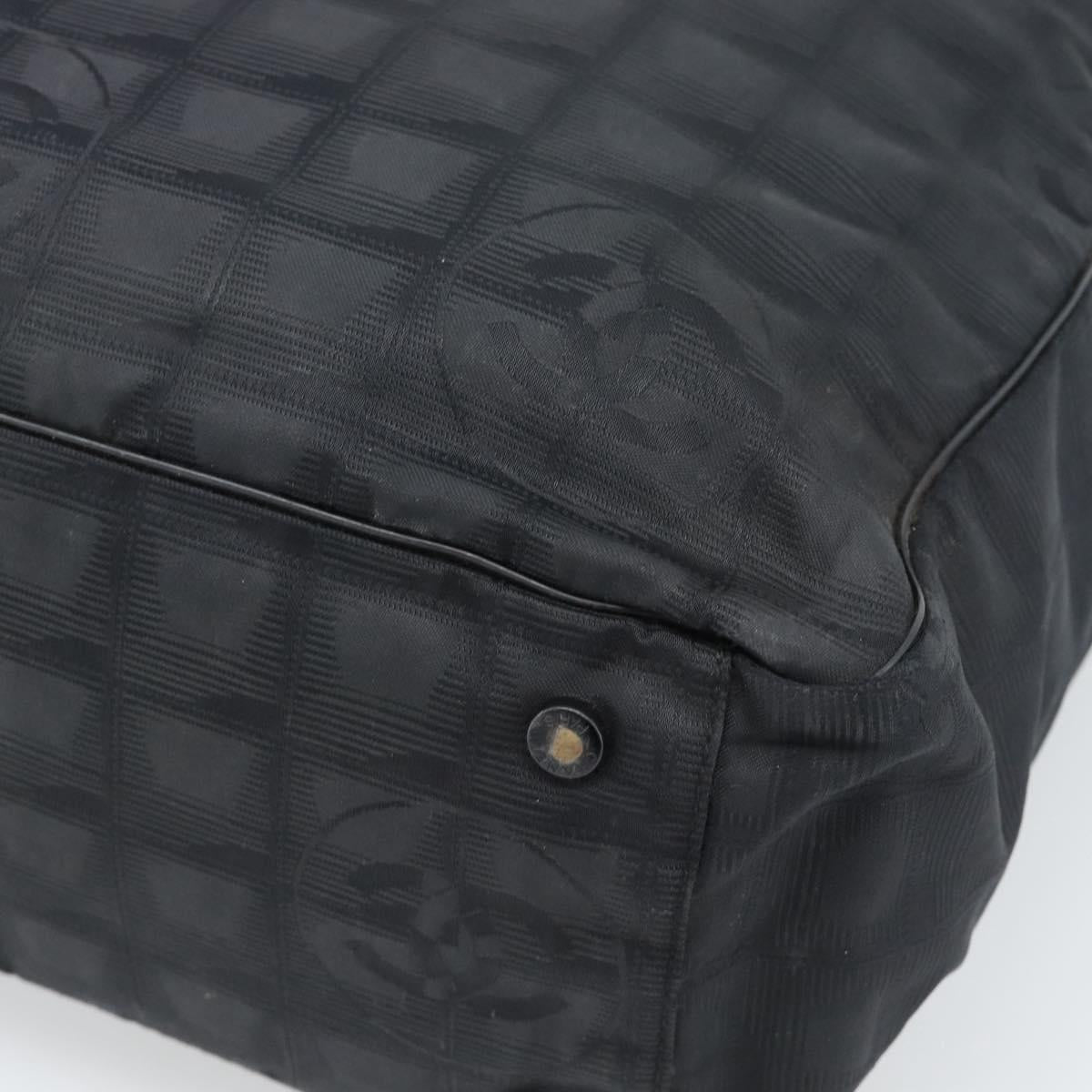 CHANEL New Travel Line Tote Bag Canvas Black CC Auth ar14076
