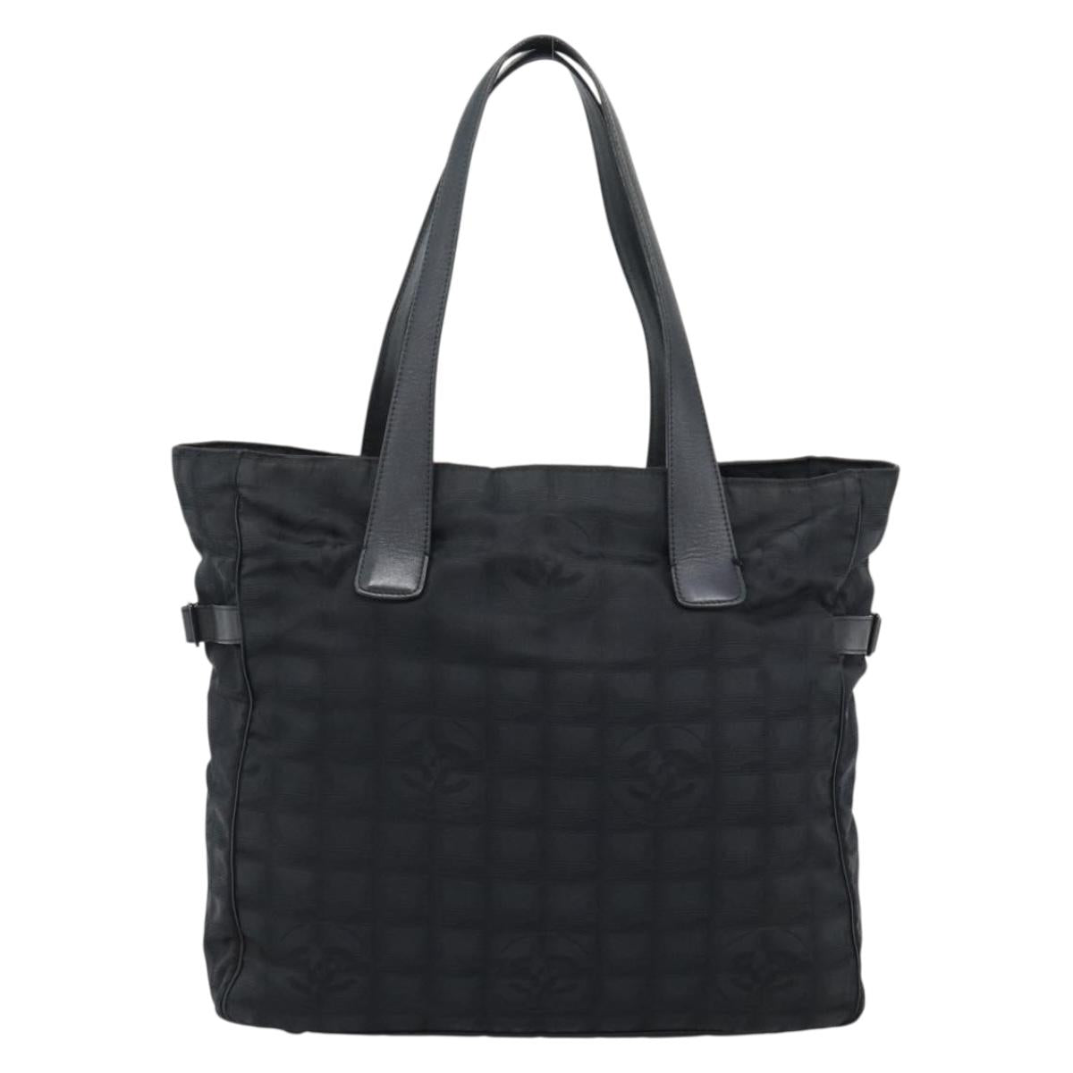 CHANEL New Travel Line Tote Bag Canvas Black CC Auth ar14076