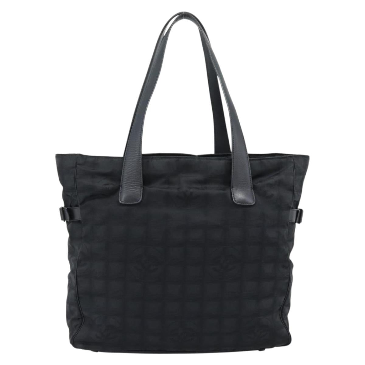 CHANEL New Travel Line Tote Bag Canvas Black CC Auth ar14076