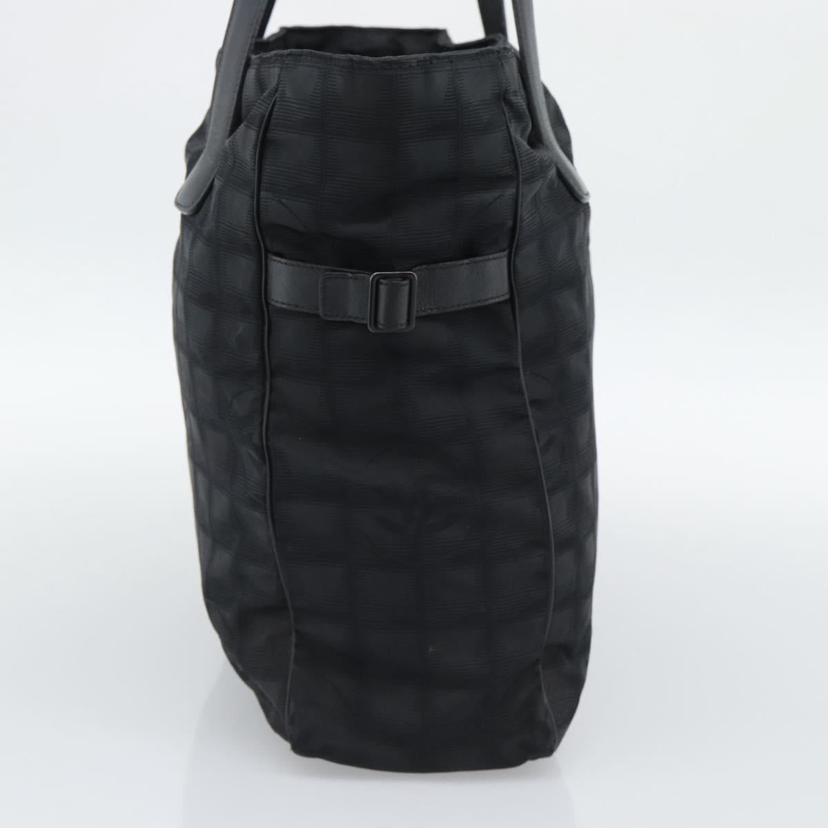 CHANEL New Travel Line Tote Bag Canvas Black CC Auth ar14076