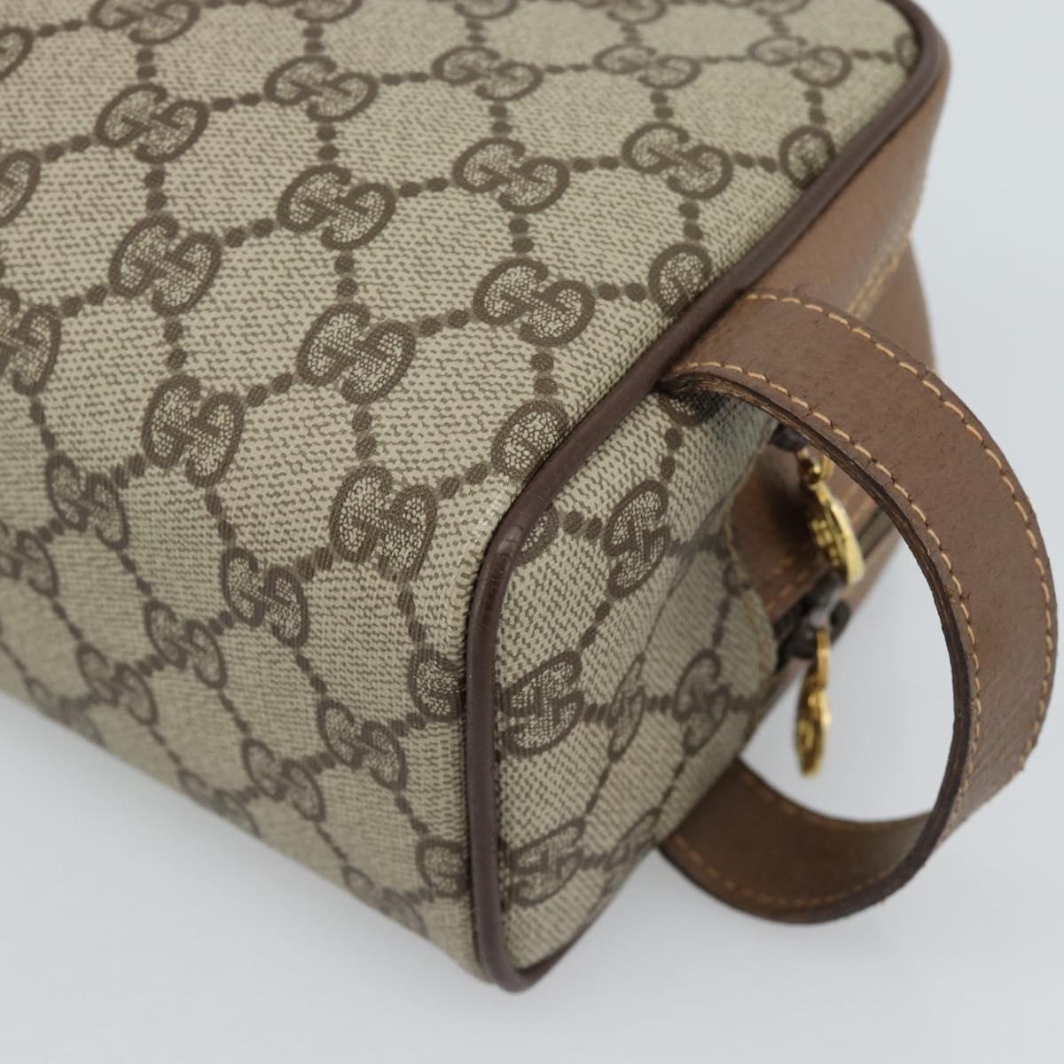 GUCCI GG Supreme Clutch Bag PVC Leather Beige Gold 014 58 6086 Auth ar14077