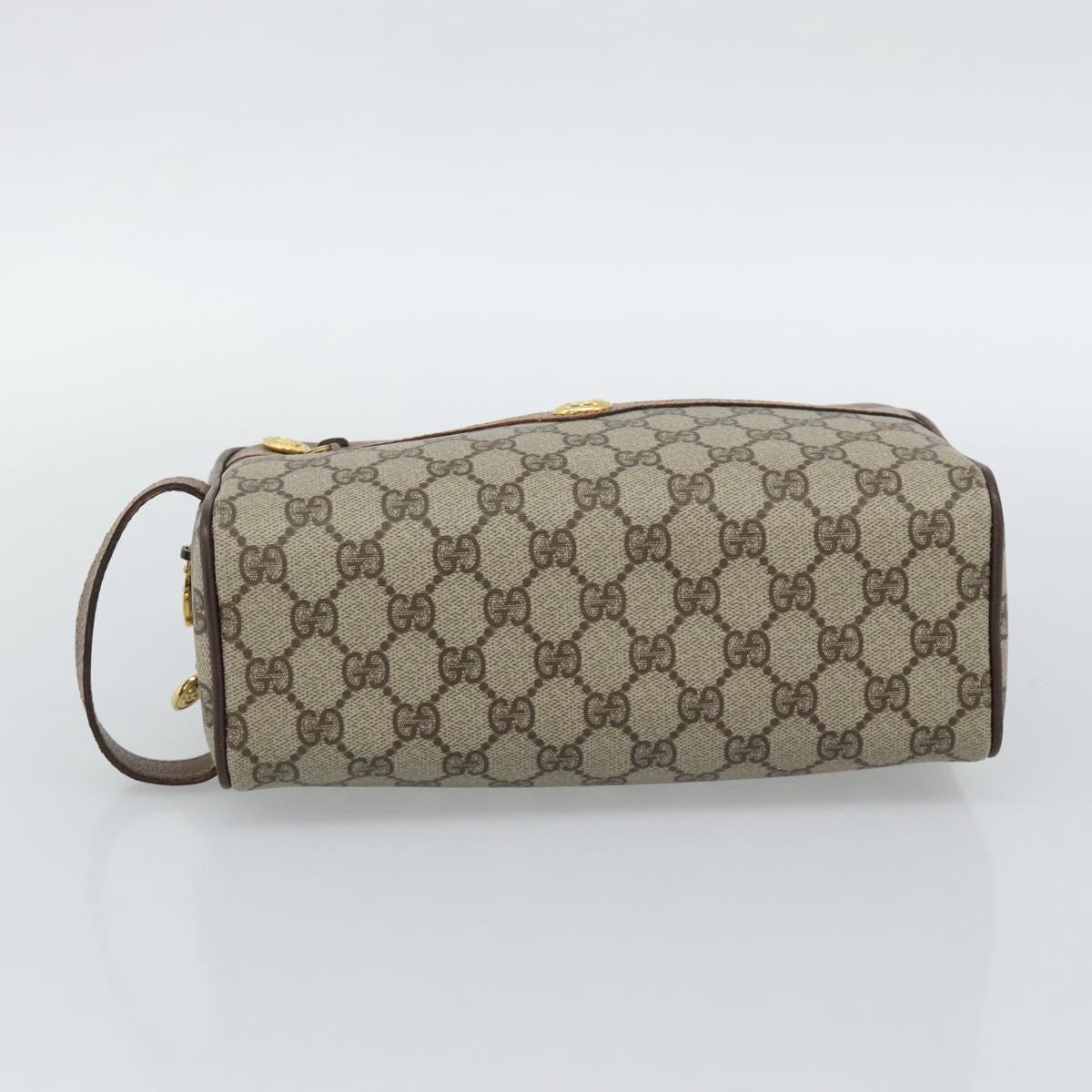 GUCCI GG Supreme Clutch Bag PVC Leather Beige Gold 014 58 6086 Auth ar14077