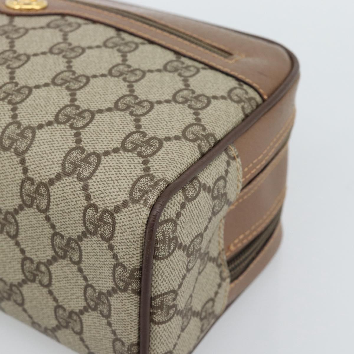 GUCCI GG Supreme Clutch Bag PVC Leather Beige Gold 014 58 6086 Auth ar14077