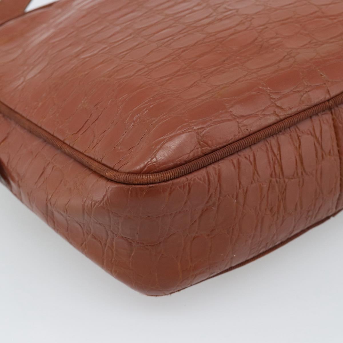 Salvatore Ferragamo Vala Shoulder Bag Leather Brown Gold Auth ar14079