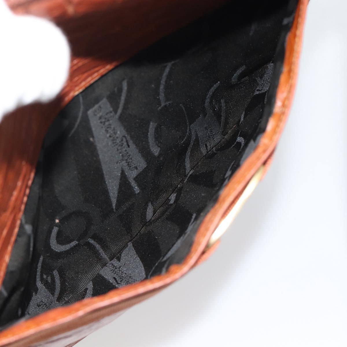 Salvatore Ferragamo Vala Shoulder Bag Leather Brown Gold Auth ar14079
