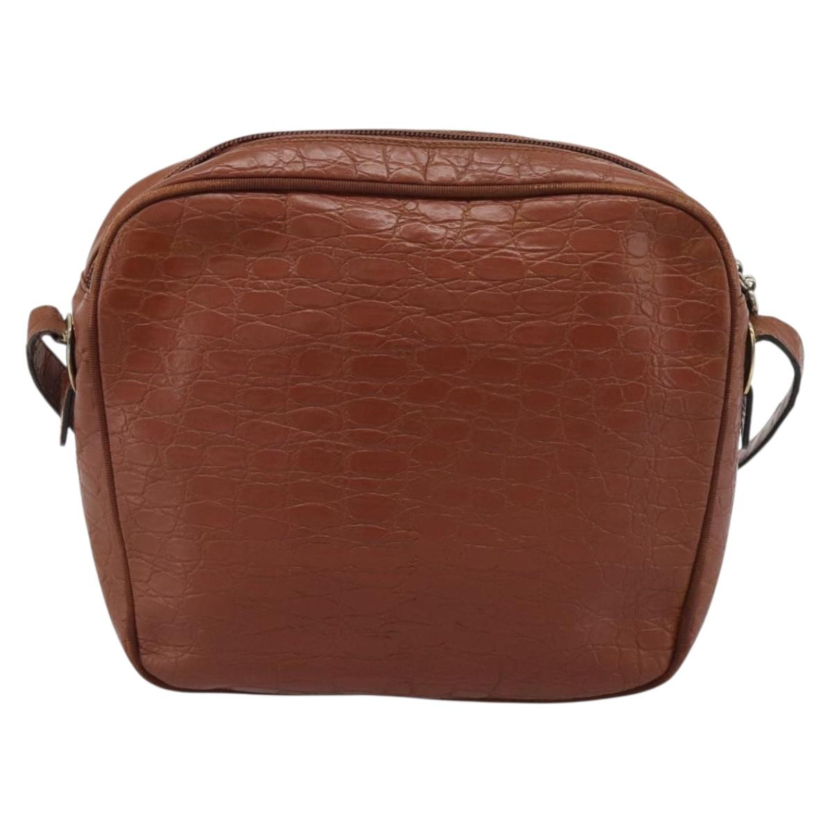 Salvatore Ferragamo Vala Shoulder Bag Leather Brown Gold Auth ar14079
