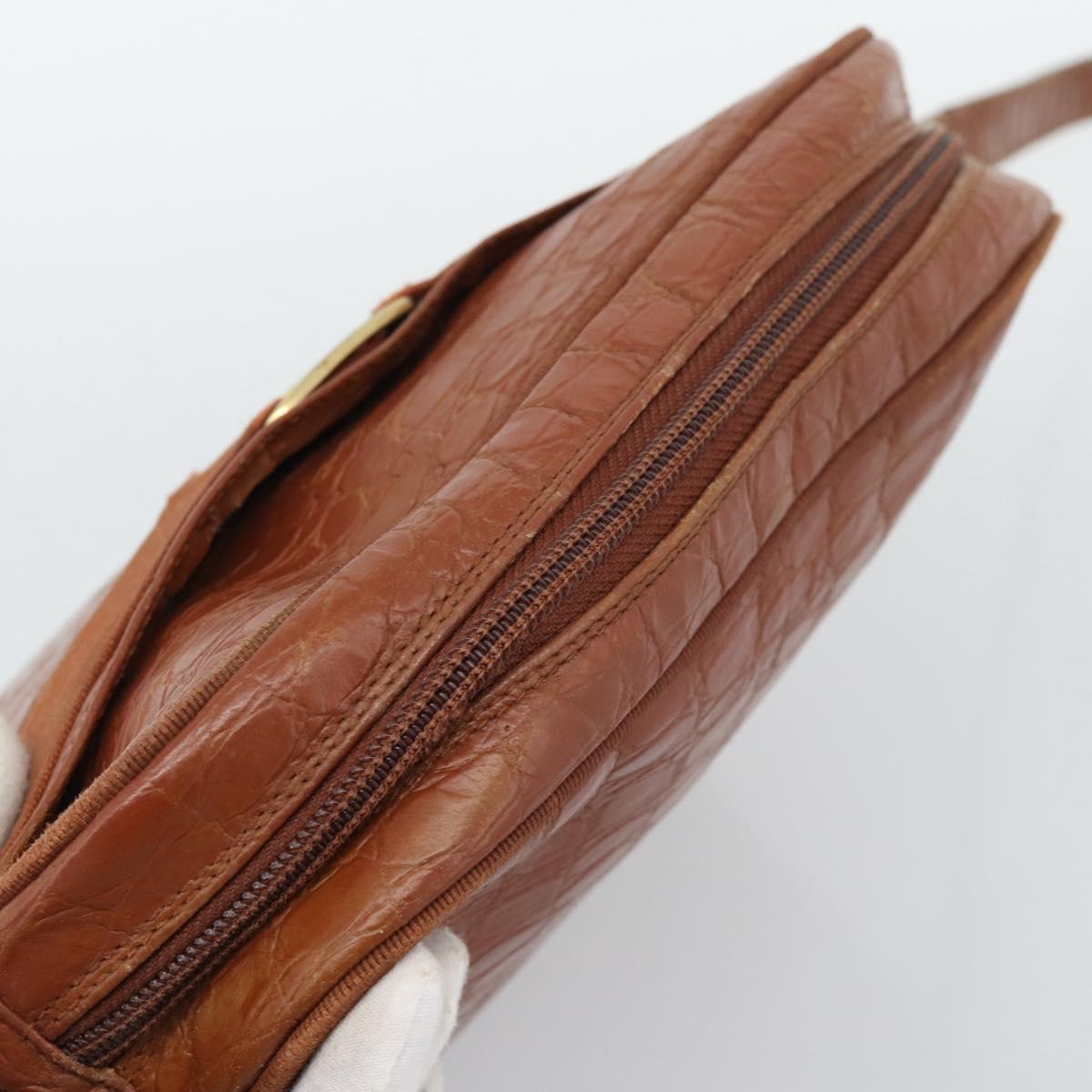 Salvatore Ferragamo Vala Shoulder Bag Leather Brown Gold Auth ar14079