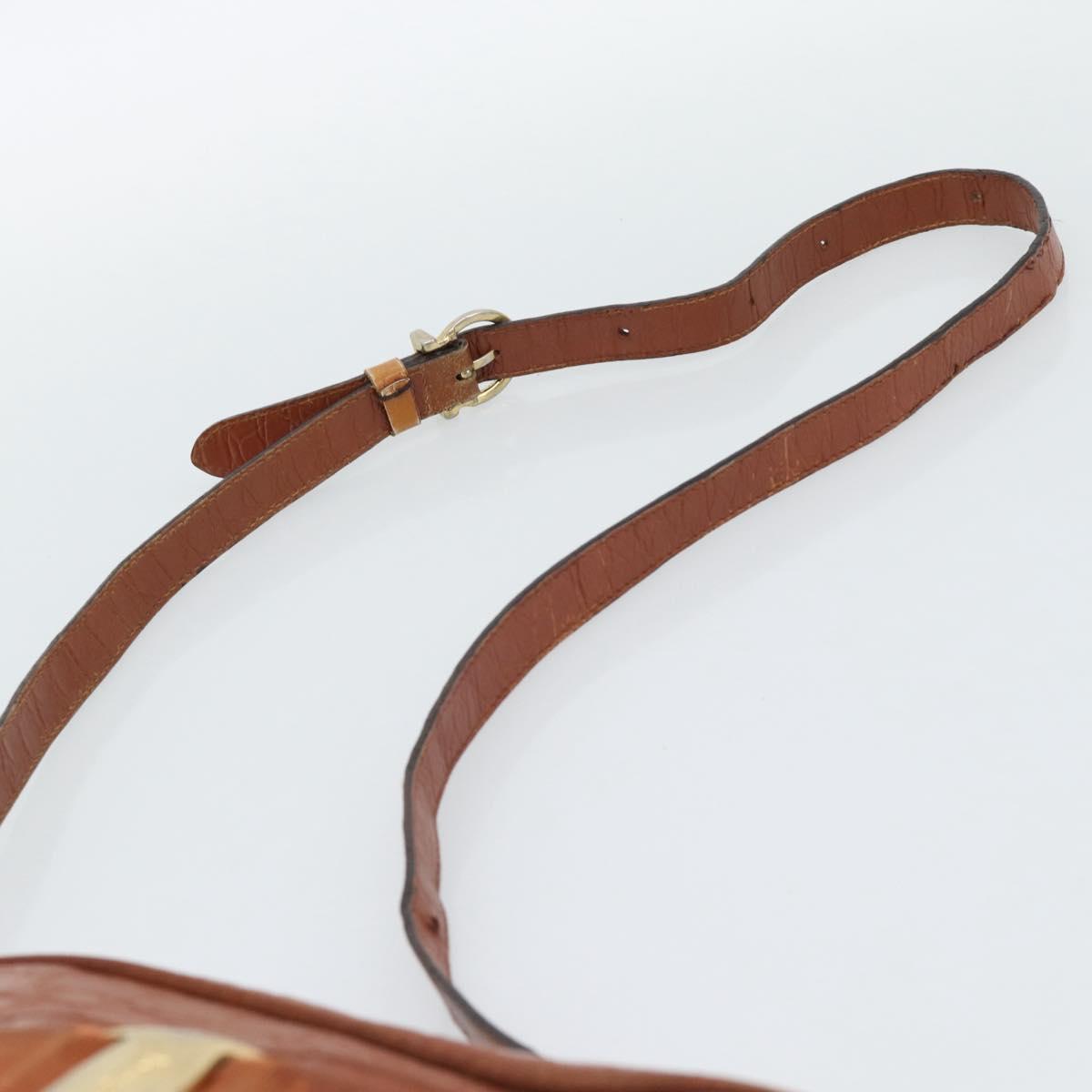 Salvatore Ferragamo Vala Shoulder Bag Leather Brown Gold Auth ar14079