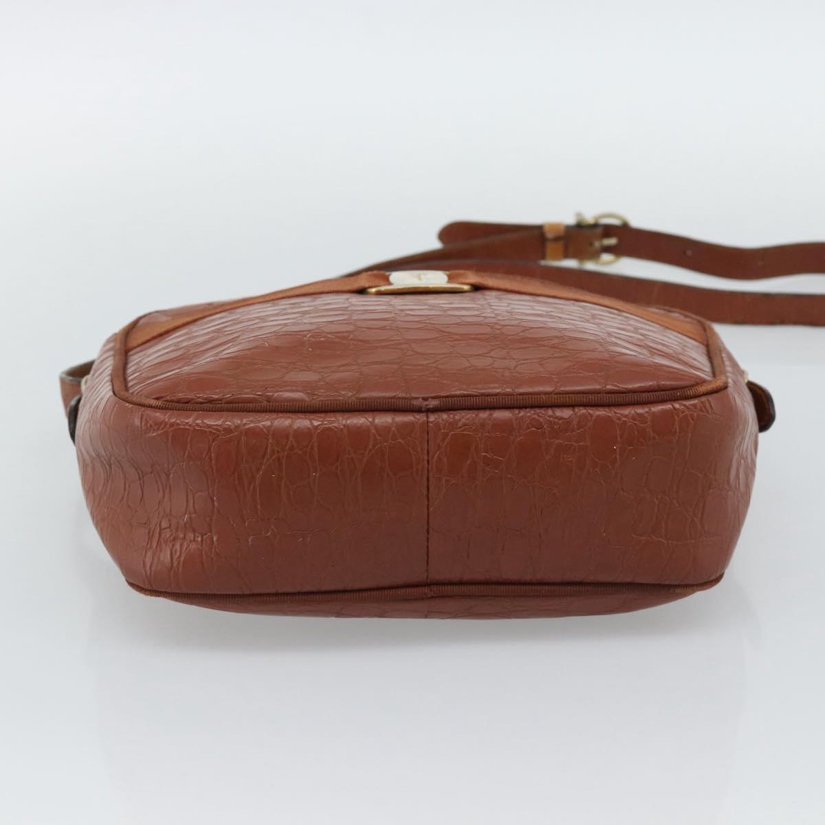 Salvatore Ferragamo Vala Shoulder Bag Leather Brown Gold Auth ar14079