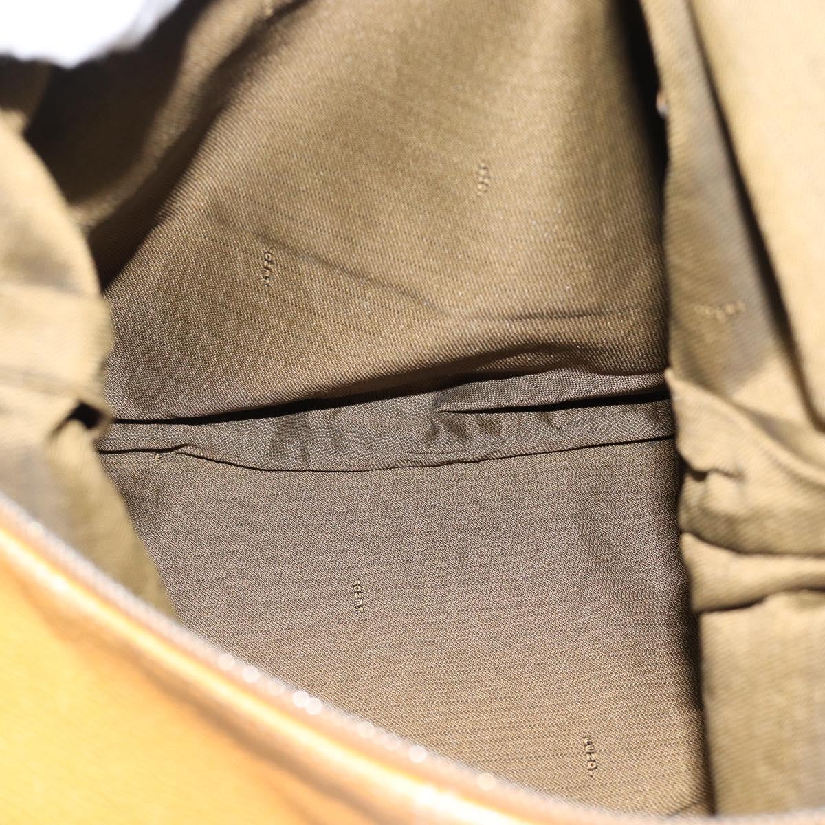FENDI Tote Bag Leather Beige Silver Auth ar14083