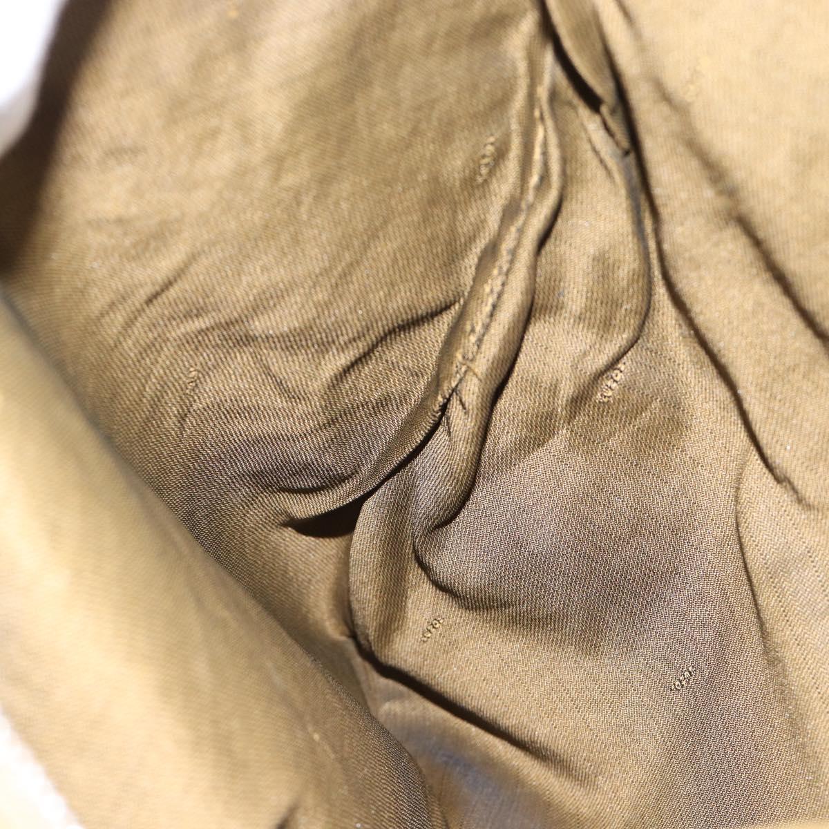 FENDI Tote Bag Leather Beige Silver Auth ar14083