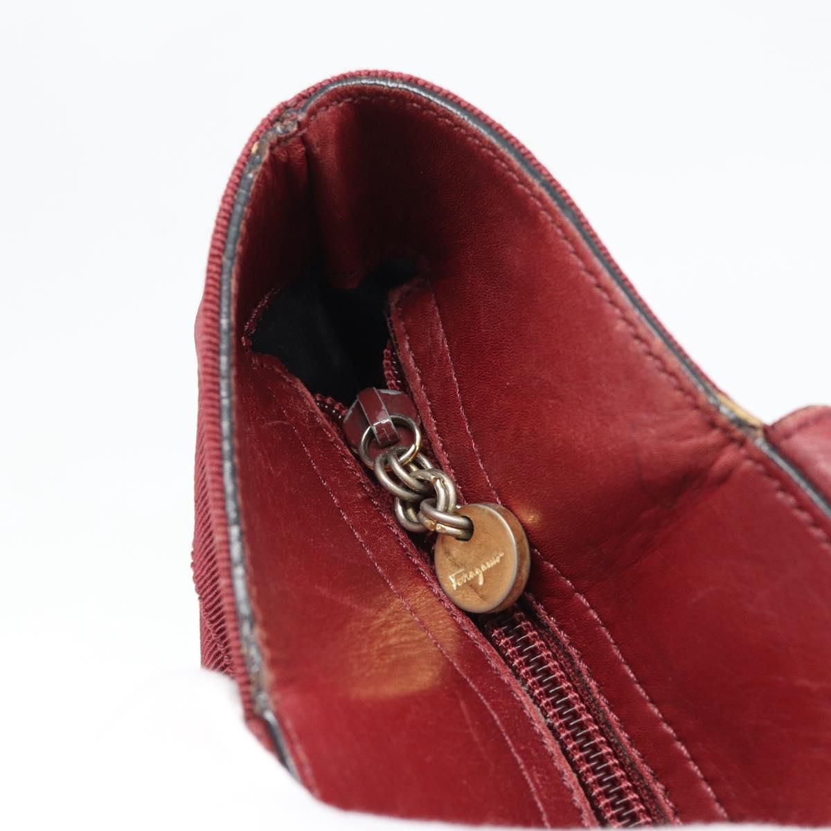 Salvatore Ferragamo Tote Bag Canvas Bordeaux Gold Auth ar14084
