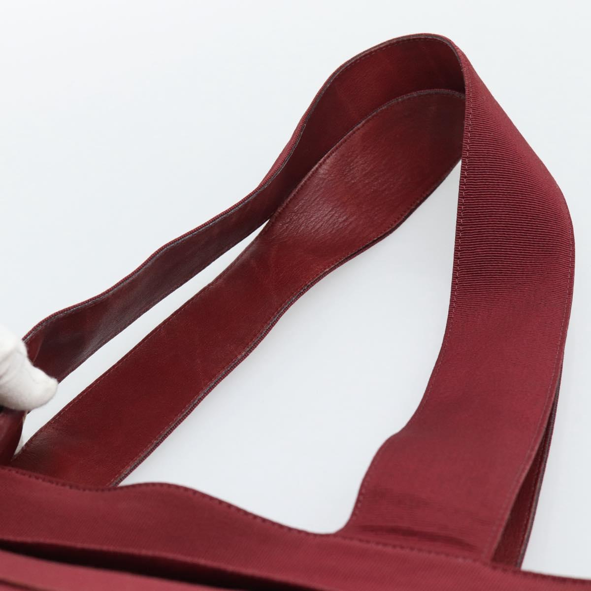 Salvatore Ferragamo Tote Bag Canvas Bordeaux Gold Auth ar14084