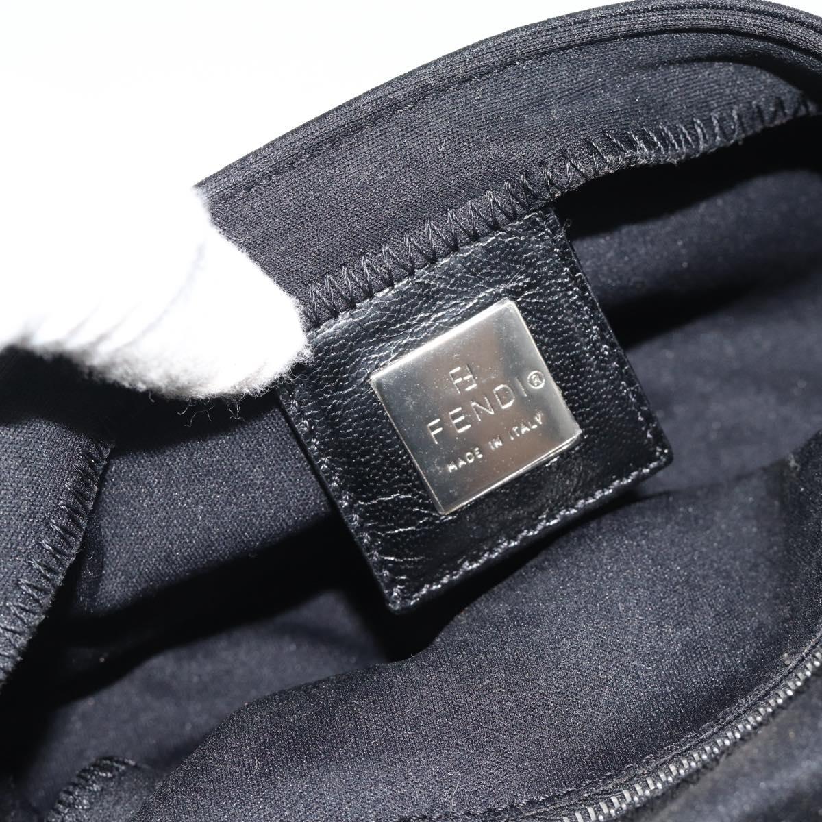 FENDI Mamma Baguette Shoulder Bag Cotton Black Silver Auth ar14086