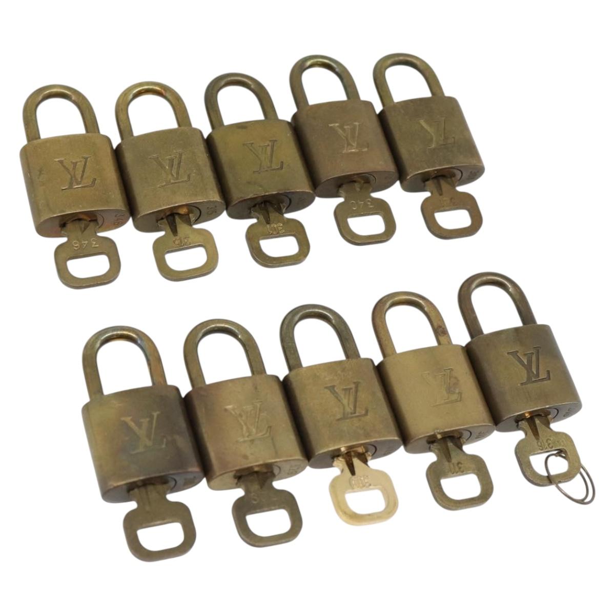 LOUIS VUITTON Padlock 10 Set Metal Gold Tone LV Auth ar14089