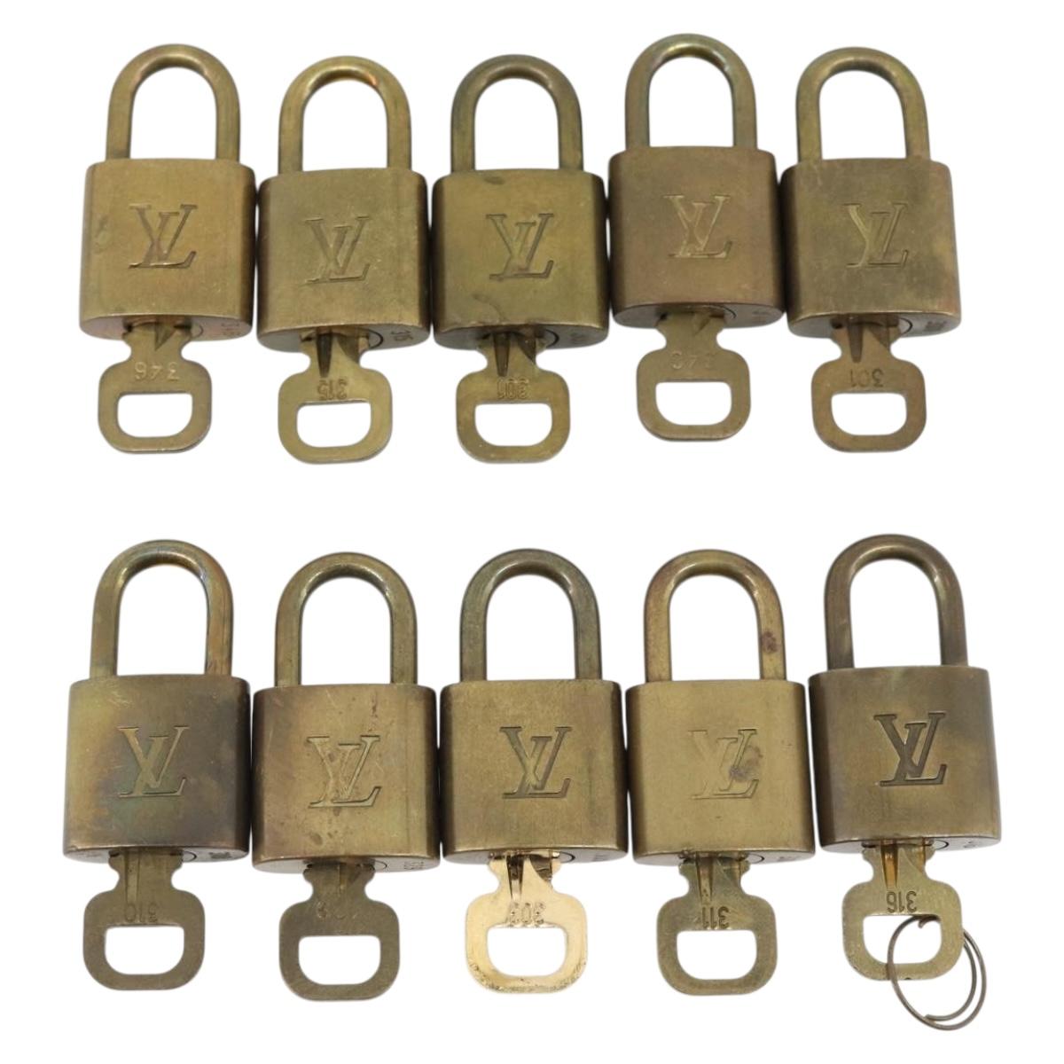 LOUIS VUITTON Padlock 10 Set Metal Gold Tone LV Auth ar14089
