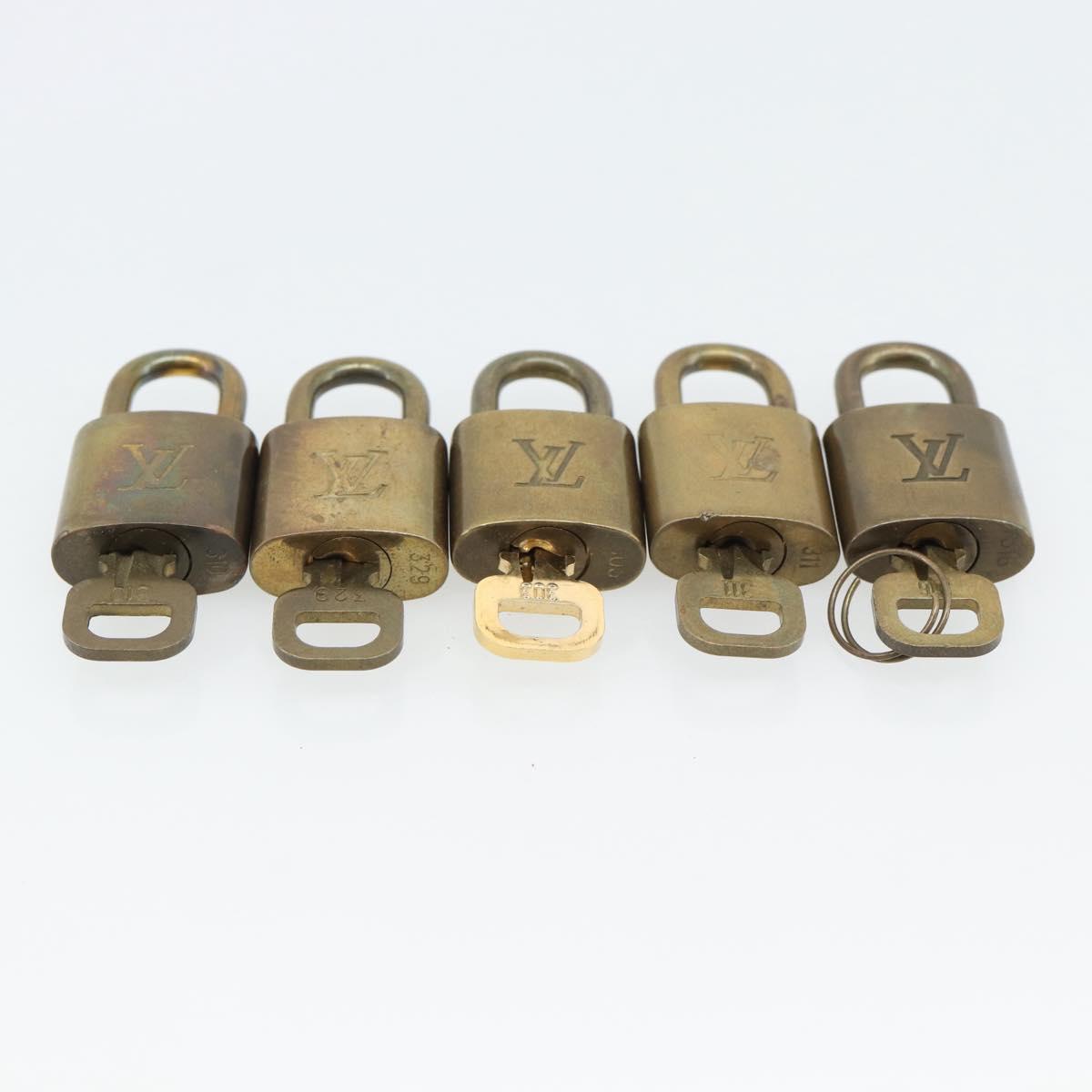 LOUIS VUITTON Padlock 10 Set Metal Gold Tone LV Auth ar14089