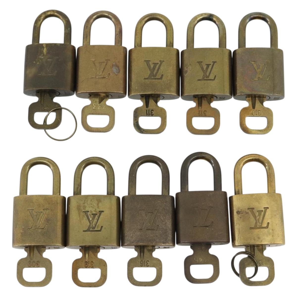 LOUIS VUITTON Padlock 10 Set Metal Gold Tone LV Auth ar14091