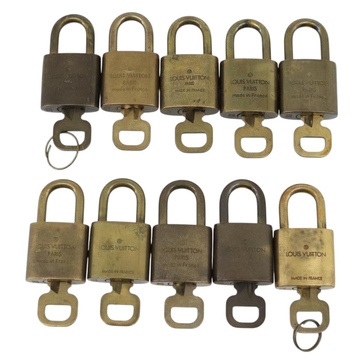 LOUIS VUITTON Padlock 10 Set Metal Gold Tone LV Auth ar14091