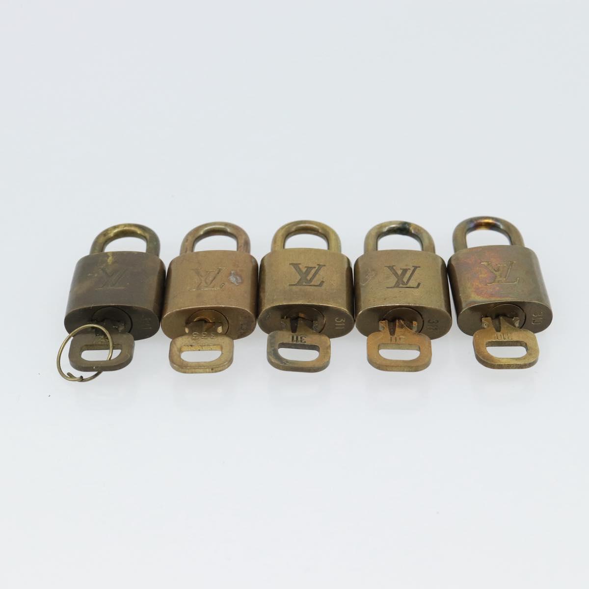 LOUIS VUITTON Padlock 10 Set Metal Gold Tone LV Auth ar14091