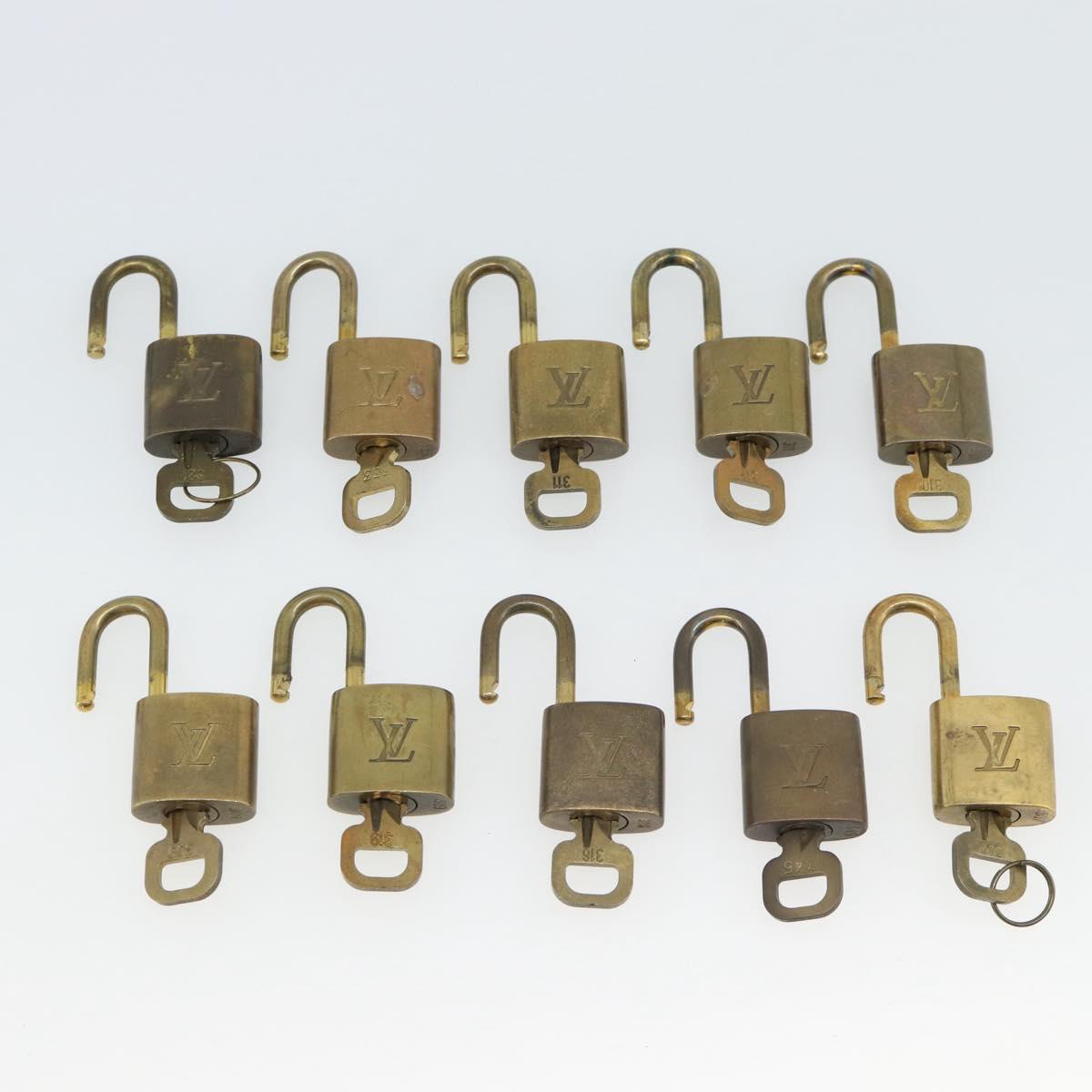 LOUIS VUITTON Padlock 10 Set Metal Gold Tone LV Auth ar14091