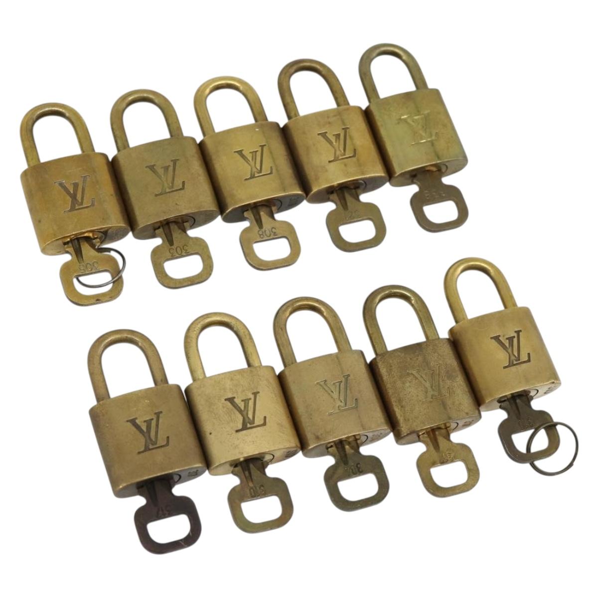 LOUIS VUITTON Padlock 10 Set Metal Gold Tone LV Auth ar14092