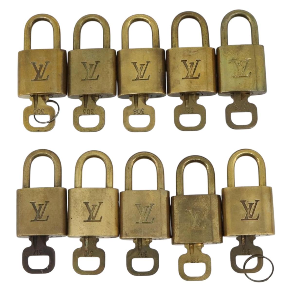 LOUIS VUITTON Padlock 10 Set Metal Gold Tone LV Auth ar14092