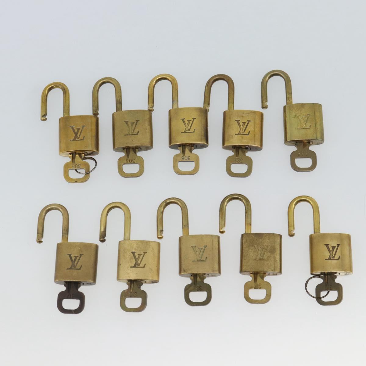 LOUIS VUITTON Padlock 10 Set Metal Gold Tone LV Auth ar14092
