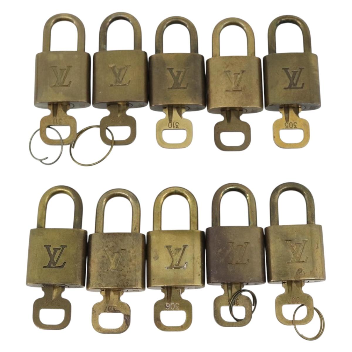 LOUIS VUITTON Padlock 10 Set Metal Gold Tone LV Auth ar14093
