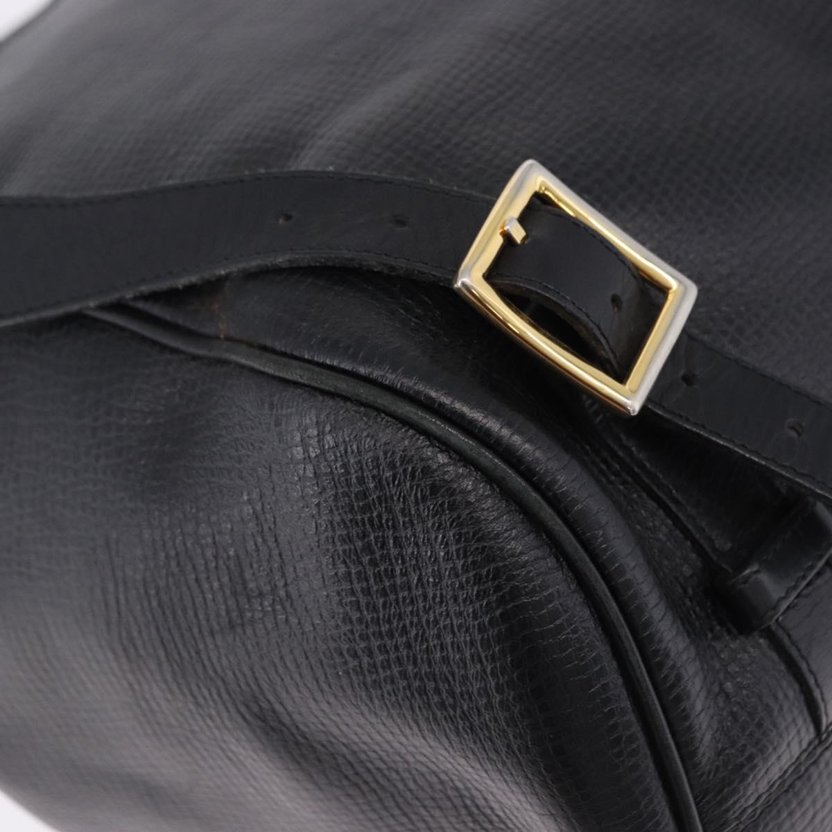 Christian Dior Backpack Leather Black Gold Tone Auth ar14096A